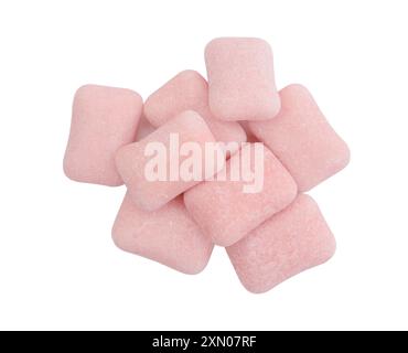 Pile of chewing gum cubes isolated on white. Top view. Stock Photo