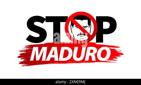 Stop Maduro concept. Maduro's portrait is crossed out with a stop sign. Vector background Stock Vector