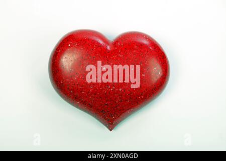 Heart made from Red Quartz with sparkles Stock Photo