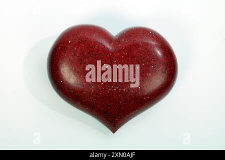 Heart made from Red Quartz with sparkles Stock Photo