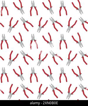 Vector seamless pattern of hand drawn doodle sketch colored pliers isolated on white background Stock Vector