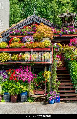 A view of a crazy flower house in West Seattle, Washington Stock