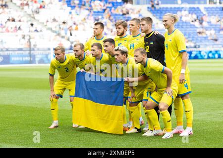 Lyon, France. 30th July, 2024. Lyon, France, July 30th 2024: Team photo of Ukraine before the Olympic Games Paris 2024 Men Group B football match between Ukraine and Argentina at Stade de Lyon in Lyon, France. (Ane Frosaker/SPP) Credit: SPP Sport Press Photo. /Alamy Live News Stock Photo