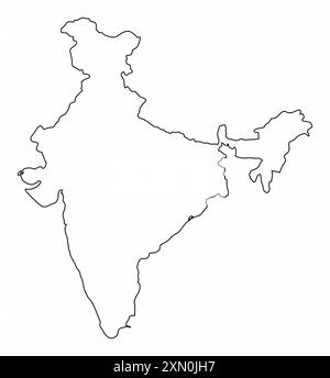 India outline map isolated on white background Stock Vector