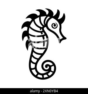Seahorse icon or modern line symbol. Vector line art and icon design with bold outline. Black and white Pixel Perfect minimalistic symbol isolated whi Stock Vector