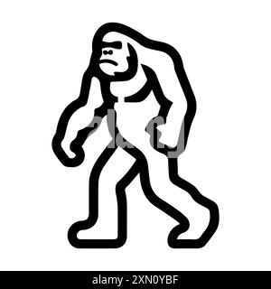 Bigfoot icon or modern line symbol. Vector line art and icon design with bold outline. Black and white Pixel Perfect minimalistic symbol isolated whit Stock Vector