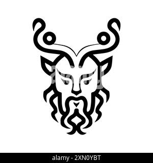 Satyr icon or modern line symbol. Vector line art and icon design with bold outline. Black and white Pixel Perfect minimalistic symbol isolated white Stock Vector