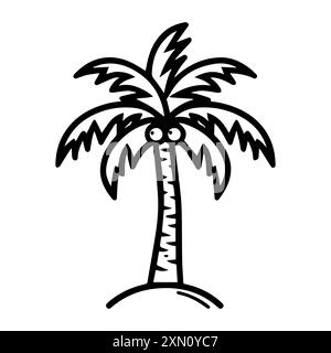 Palm Tree icon or modern line symbol. Vector line art and icon design with bold outline. Black and white Pixel Perfect minimalistic symbol isolated wh Stock Vector