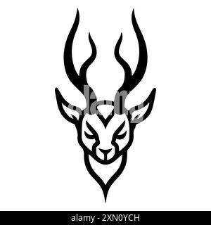 Faun icon or modern line symbol. Vector line art and icon design with bold outline. Black and white Pixel Perfect minimalistic symbol isolated white b Stock Vector