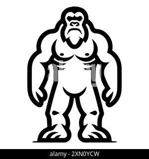 Bigfoot icon or modern line symbol. Vector line art and icon design with bold outline. Black and white Pixel Perfect minimalistic symbol isolated whit Stock Vector