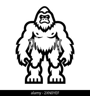 Bigfoot icon or modern line symbol. Vector line art and icon design with bold outline. Black and white Pixel Perfect minimalistic symbol isolated whit Stock Vector