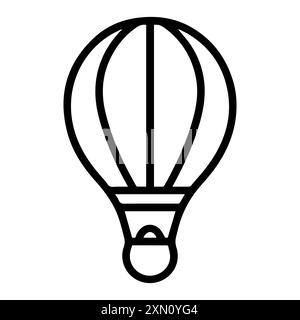 hot air balloon icon or modern line symbol. Vector line art and icon design with bold outline. Black and white Pixel Perfect minimalistic symbol isola Stock Vector