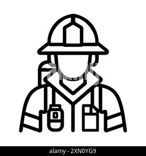 Firefighter icon or modern line symbol. Vector line art and icon design with bold outline. Black and white Pixel Perfect minimalistic symbol isolated Stock Vector