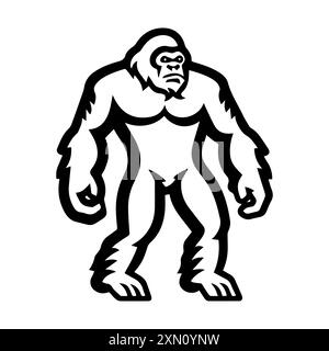 Bigfoot icon or modern line symbol. Vector line art and icon design with bold outline. Black and white Pixel Perfect minimalistic symbol isolated whit Stock Vector