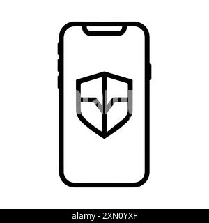 Mobile Protection icon or modern line symbol. Vector line art and icon design with bold outline. Black and white Pixel Perfect minimalistic symbol iso Stock Vector