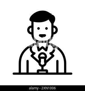 Reporter icon or modern line symbol. Vector line art and icon design with bold outline. Black and white Pixel Perfect minimalistic symbol isolated whi Stock Vector