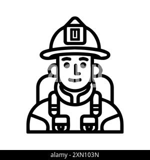 Firefighter icon or modern line symbol. Vector line art and icon design with bold outline. Black and white Pixel Perfect minimalistic symbol isolated Stock Vector