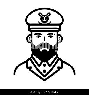 Captain icon or modern line symbol. Vector line art and icon design with bold outline. Black and white Pixel Perfect minimalistic symbol isolated whit Stock Vector