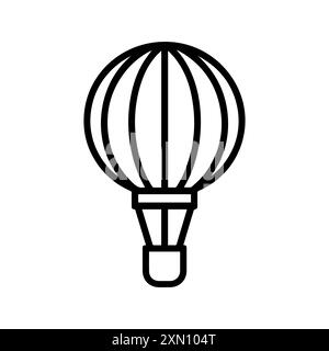 hot air balloon icon or modern line symbol. Vector line art and icon design with bold outline. Black and white Pixel Perfect minimalistic symbol isola Stock Vector