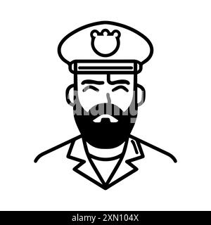 Captain icon or modern line symbol. Vector line art and icon design with bold outline. Black and white Pixel Perfect minimalistic symbol isolated whit Stock Vector