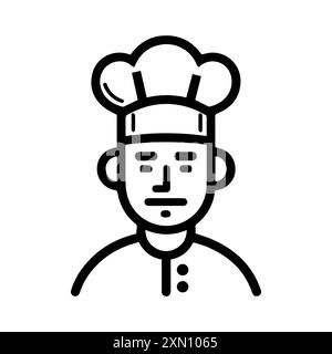 Chef icon or modern line symbol. Vector line art and icon design with bold outline. Black and white Pixel Perfect minimalistic symbol isolated white b Stock Vector