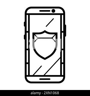 Mobile Protection icon or modern line symbol. Vector line art and icon design with bold outline. Black and white Pixel Perfect minimalistic symbol iso Stock Vector