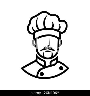 Chef icon or modern line symbol. Vector line art and icon design with bold outline. Black and white Pixel Perfect minimalistic symbol isolated white b Stock Vector