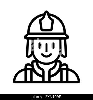 Firefighter icon or modern line symbol. Vector line art and icon design with bold outline. Black and white Pixel Perfect minimalistic symbol isolated Stock Vector