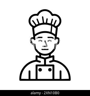 Chef icon or modern line symbol. Vector line art and icon design with bold outline. Black and white Pixel Perfect minimalistic symbol isolated white b Stock Vector