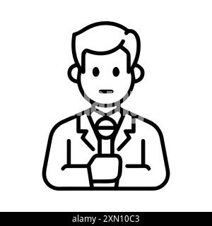 Reporter icon or modern line symbol. Vector line art and icon design with bold outline. Black and white Pixel Perfect minimalistic symbol isolated whi Stock Vector