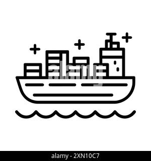 Shipment icon or modern line symbol. Vector line art and icon design with bold outline. Black and white Pixel Perfect minimalistic symbol isolated whi Stock Vector