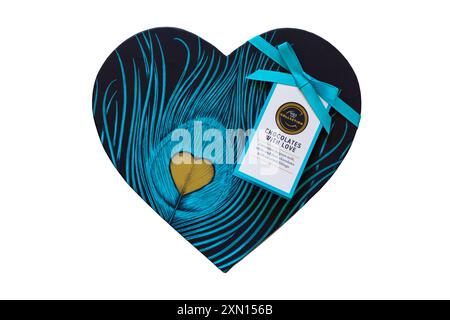 Chocolates with Love in heart shaped box from M&S isolated on white background Stock Photo