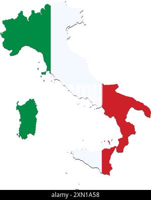 Italy flag map contour vector illustration Stock Vector