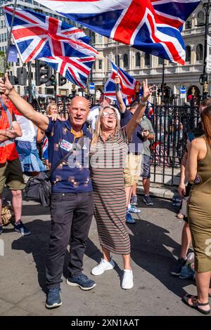 A Patriotic British Couple In Trafalgar Square At The July 27th 'Uniting The Kingdom' Rally, London, UK. Stock Photo