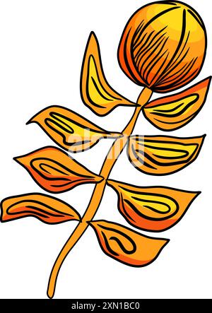 Tropical flower in doodle style vector illustration Stock Vector
