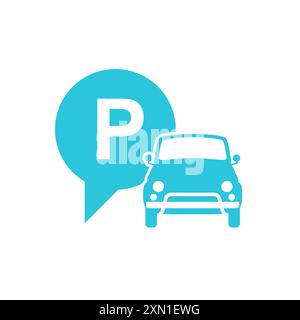 Parking area, Front view, Isolated on white background. From blue icon set. Stock Vector