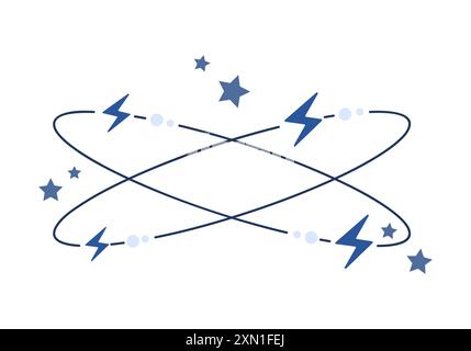 Dizzy and vertigo icon with spinning lightning and blue stars vector illustration Stock Vector