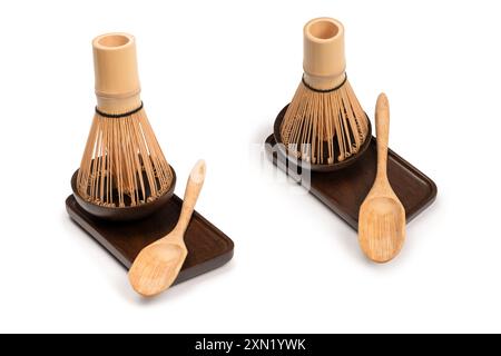 Bamboo crown and bamboo bowl isolated on a white background. Stock Photo
