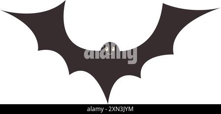 Black silhouette of bat. Halloween cute character isolated on transparent background for design or sticker pack Stock Vector