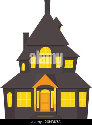 Halloween house. Transparent flat illustration for design and clip art Stock Vector