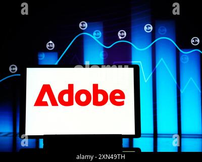 Germany. 30th July, 2024. In this photo illustration, the Adobe, Inc. logo seen displayed on a tablet. (Photo by Igor Golovniov/SOPA Images/Sipa USA) *** Strictly for editorial news purposes only *** Credit: Sipa USA/Alamy Live News Stock Photo