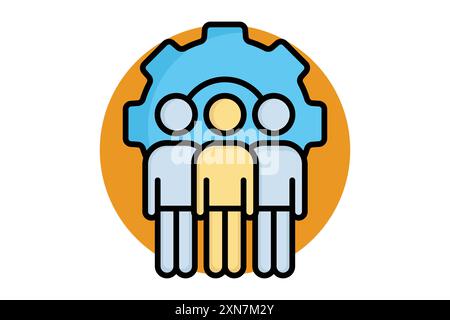 Management icon. people with gear. icon related to lead. colored outline icon style. business elements vector illustration Stock Vector