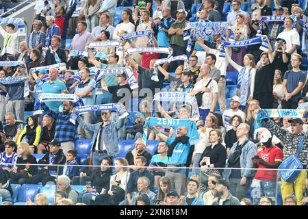 Saint Petersburg, Russia. 30th July, 2024. Fans of Zenit seen during the Fonbet Cup of Russia football match between Zenit Saint Petersburg and Fakel at Gazprom Arena. Final score; Zenit 3:0 Fakel Voronezh. Credit: SOPA Images Limited/Alamy Live News Stock Photo