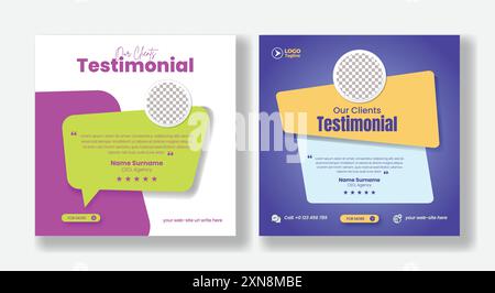 Customer review or feedback template for testimonials post design, Infographic, Quotes, blog template design for social media ads Stock Vector