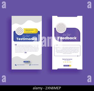 Customer review or feedback social media vertical stories template for testimonials post design, Infographic, Quotes, blog template Stock Vector