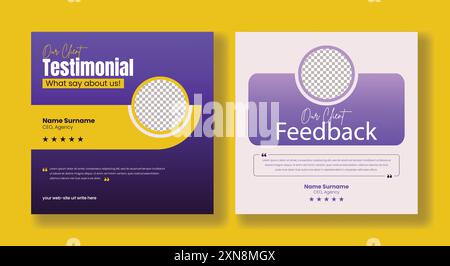 Customer review or feedback template for testimonial post design, infographics, quotes, and blog template design for social media ads Stock Vector