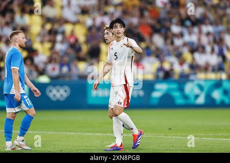 Nantes, France. 30th July, 2024. Seiji Kimura (JPN) Football/Soccer : Paris 2024 Olympic Games Men's football Group D match between Israel 0-1 Japan at the Stade de la Beaujoire in Nantes, France . Credit: Mutsu Kawamori/AFLO/Alamy Live News Stock Photo