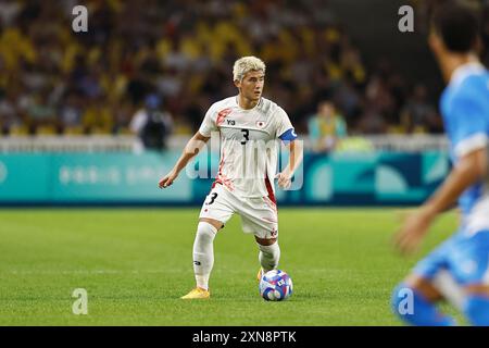 Nantes, France. 30th July, 2024. Ryuya Nisiho (JPN) Football/Soccer : Paris 2024 Olympic Games Men's football Group D match between Israel 0-1 Japan at the Stade de la Beaujoire in Nantes, France . Credit: Mutsu Kawamori/AFLO/Alamy Live News Stock Photo