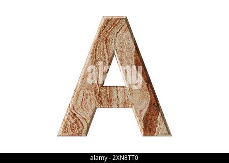 Letter sculpted from warm-toned marble, stands tall and elegant, a symbol of resilience and refinement. 3d illustration of iron alphabet isolated on white background, 3d render Stock Photo