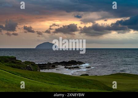 Ailsa Craig from the Turnberry Ailsa Golf Course, Turnberry, Scotland, UK Stock Photo